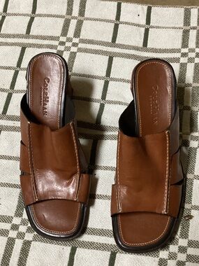 Cole Haan Tan Brown Leather Slide Sandals
